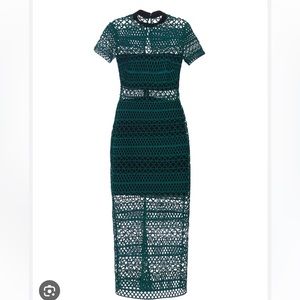 Self Portrait High Neck Lace column midi dress